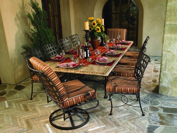 garden dining furniture wrought iron set arm chairs table