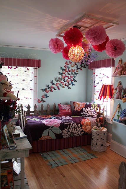 paper flowers butterflies teen girl room