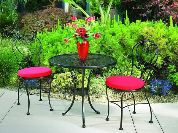 patio decoration ideas round table two chairs wrought iron
