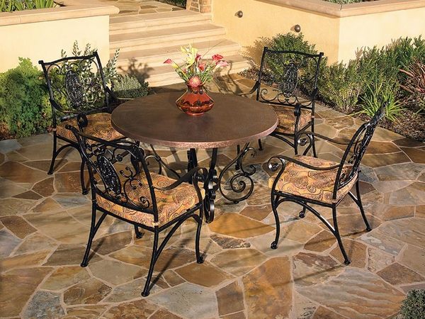 patio furniture wrought iron dining set round table 
