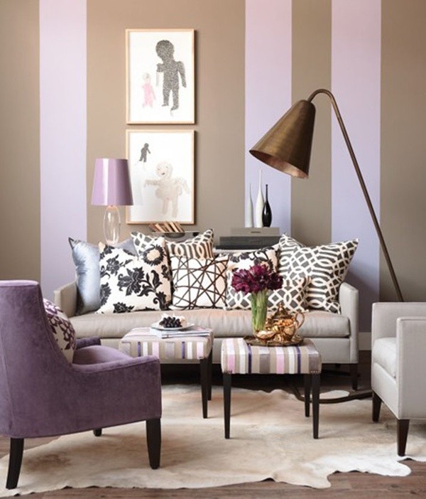 purple light brown living room