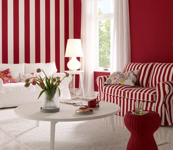 red white living room