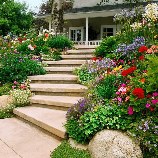 sloping landscape design stairs