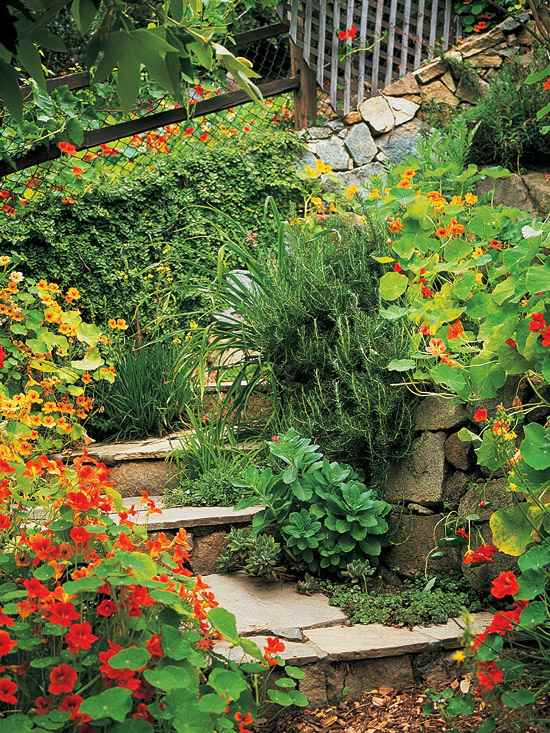 sloping natural stone retaining wall stairs