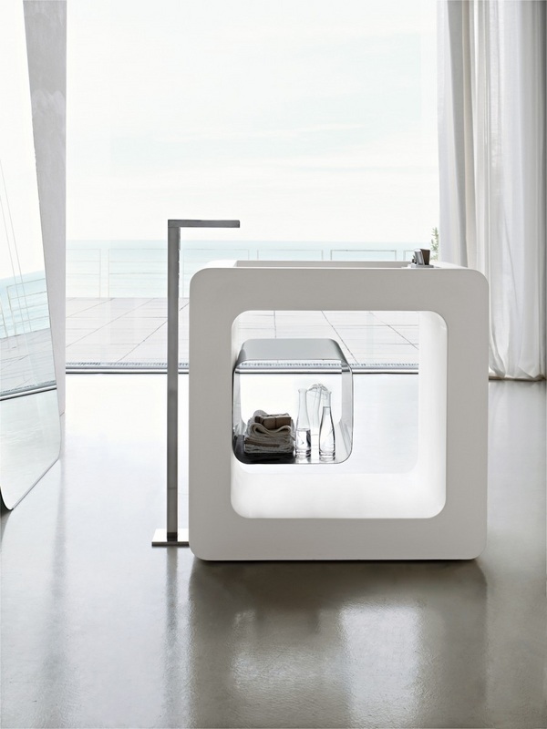 small bathroom interior design ideas cube basin by Toscoquattro