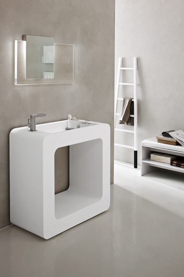 small bathroom interior design ideas cube shaped basin by Toscoquattro