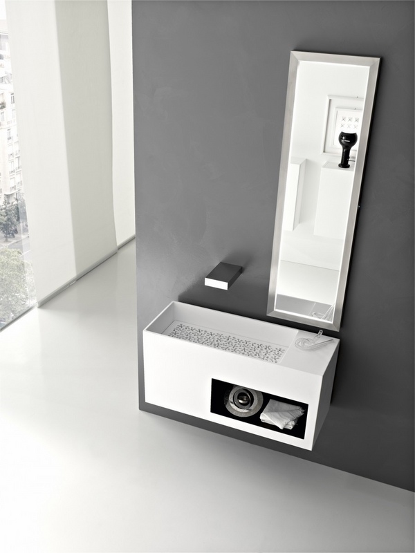 small bathroom modern furniture white vanity unit mirror