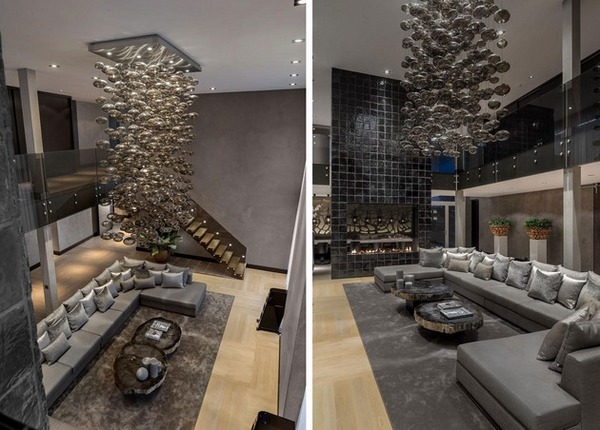 spectacular chandelier focal point living room interior design ideas