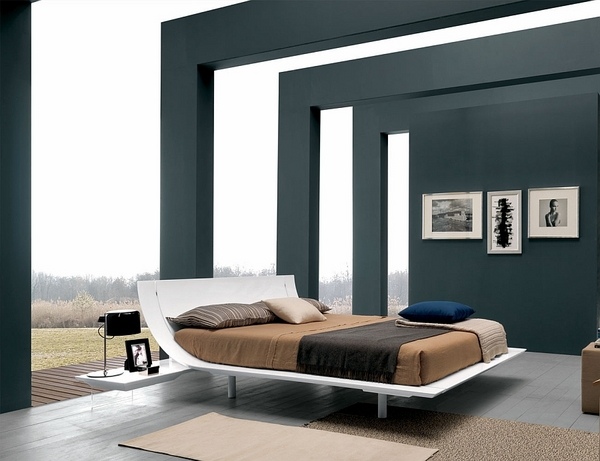 stylish Aqua by Presotto Italia sleigh bed contemporary bedroom
