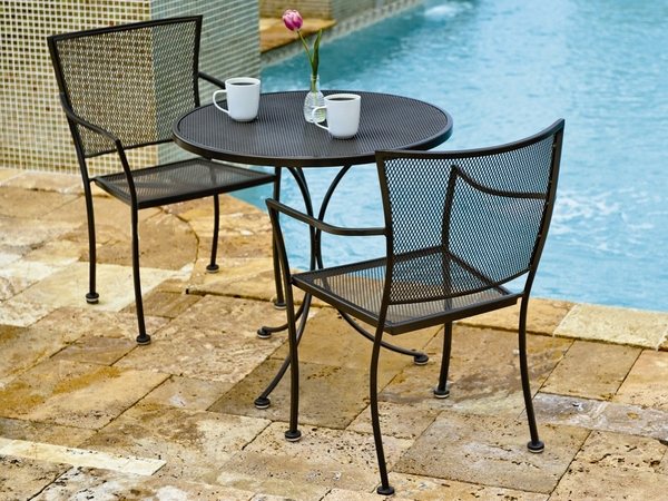 pool furniture ideas wrought iron set round table chairs