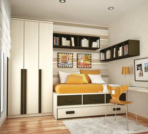 teen room interior design brown yellow accents