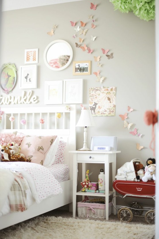 teenage room design girl butterflies wall decoration ideas
