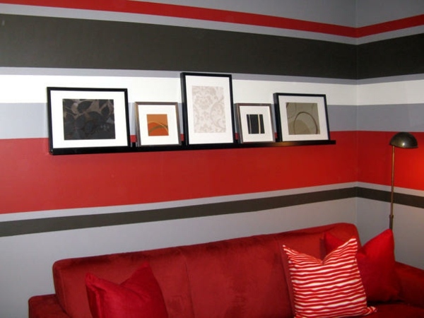 wall design red stripes on the wall