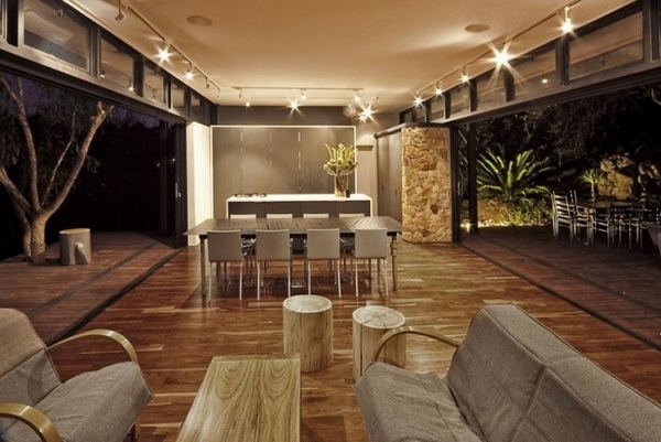 wooden floor modern house living room bar stool 
