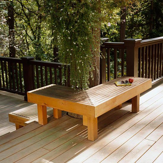 wooden garden bench L shape corner seat