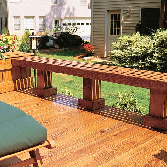 wooden garden bench wide area railings
