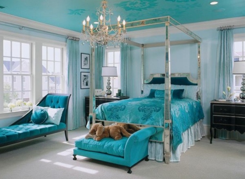 Bedroom interior design ideas ceiling blue color