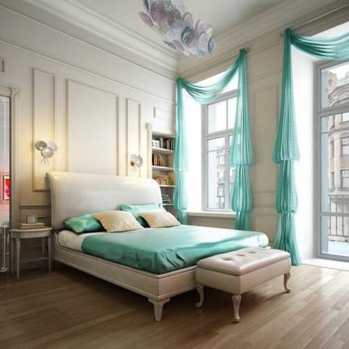 Bedroom turquoise color classic design