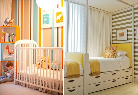 Colorful wall decoration nursery room stripes