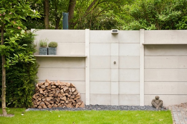 Concrete wall wood lawn outdoor shower