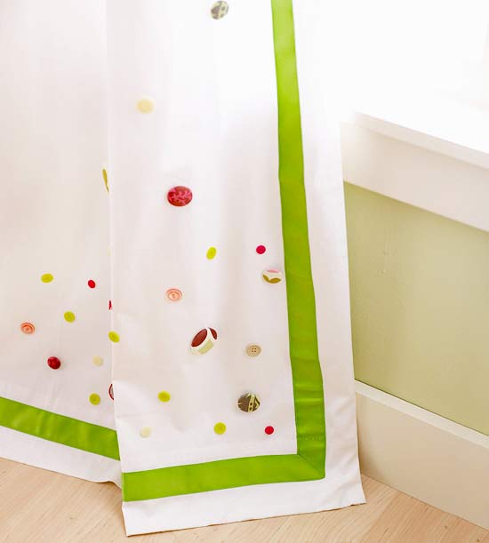 Craft ideas decorating with buttons curtains