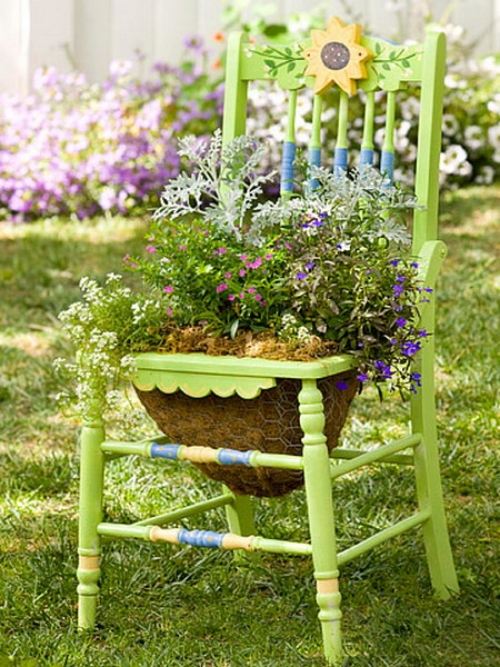 DIY ideas chairs flower pots