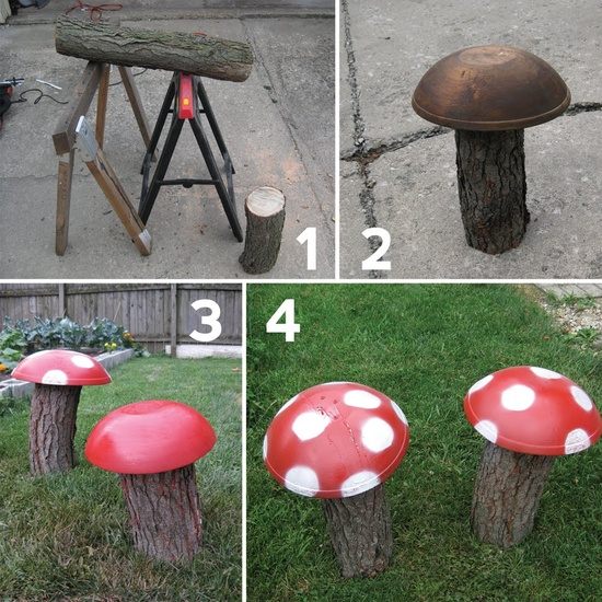 DIY garden decoration mushrooms