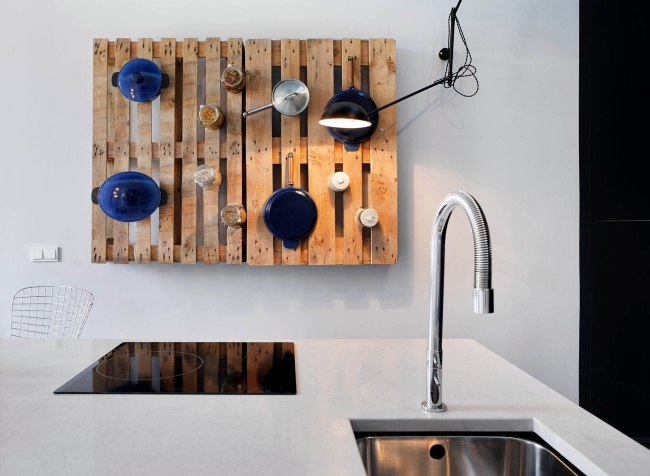 DIY wooden pallets furniture ideas kitchen shelf