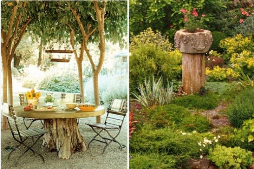  with tree trunk elements garden