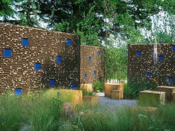 Gabion garden wall modern idea stylish privacy protection fence