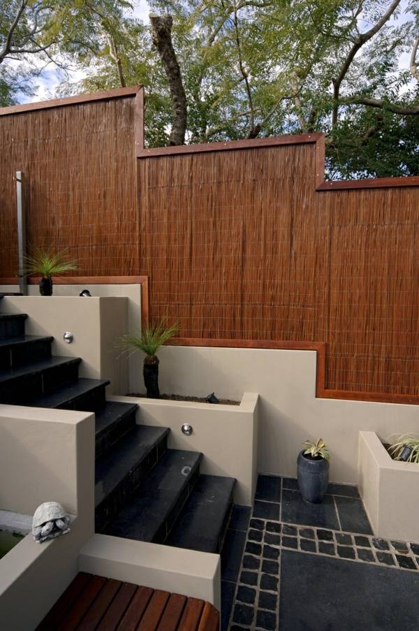 bamboo privacy fence staircase modern design