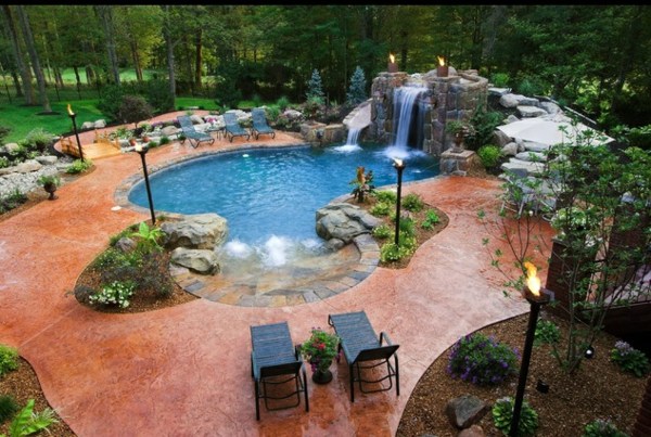 pool artificial waterfall