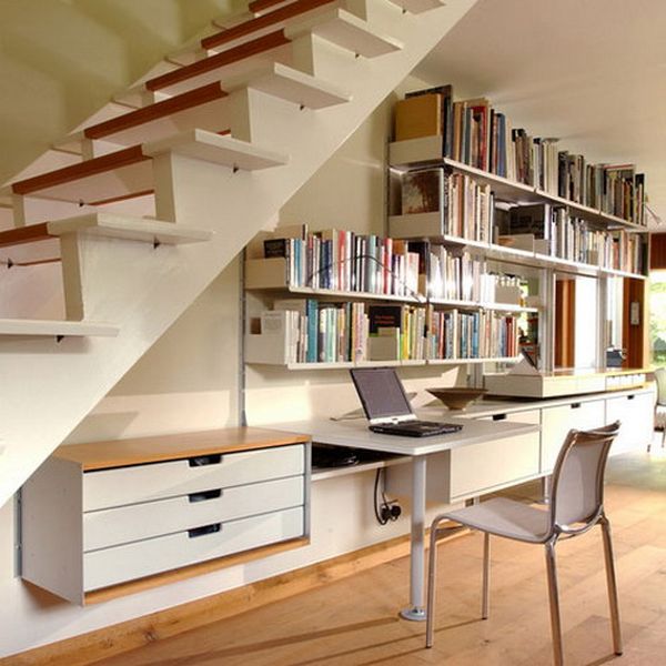 home office under the stairway