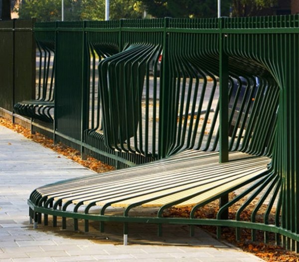 Metal fence seating creative idea