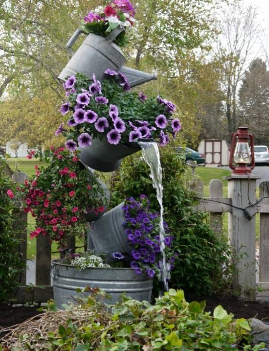 Modern garden composition bucket flower pots