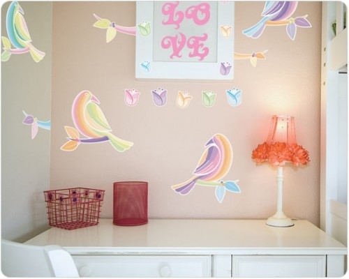 Neon color bird design ideas nursery room decoration
