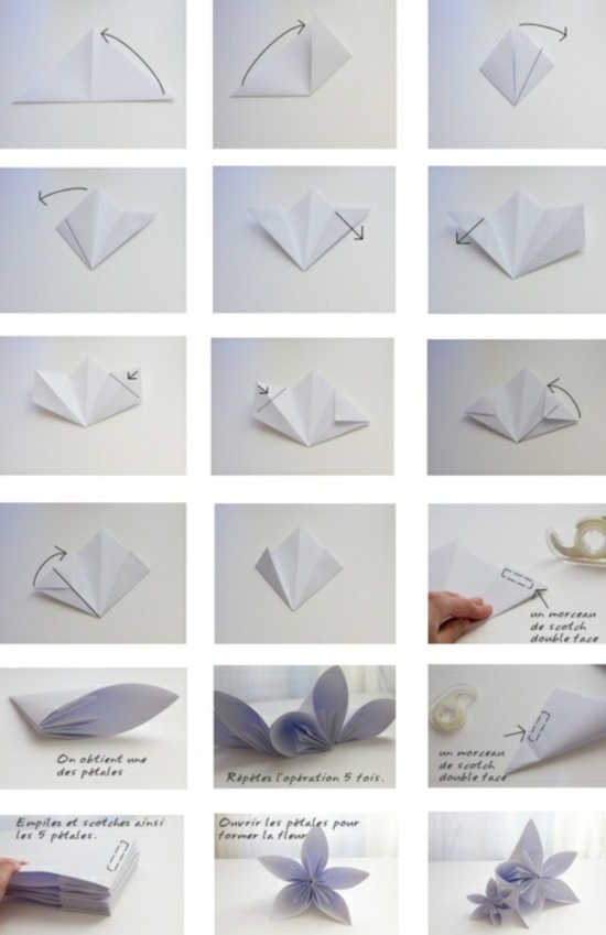 Origami folding instructions Flowers
