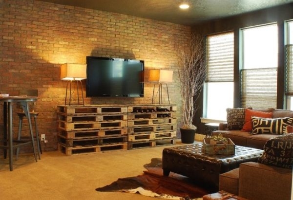 Pallets furniture shelves living room design