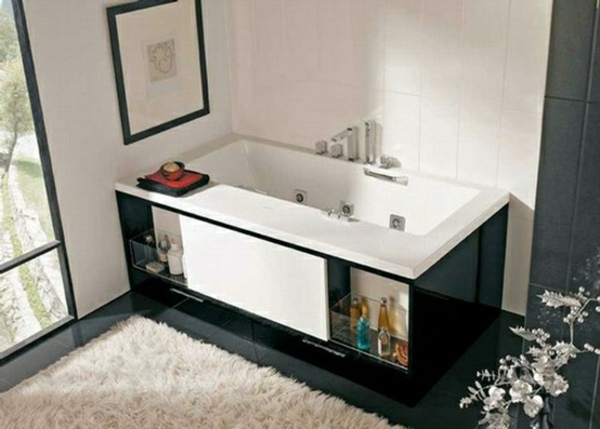 Rectangular bathtub storage space