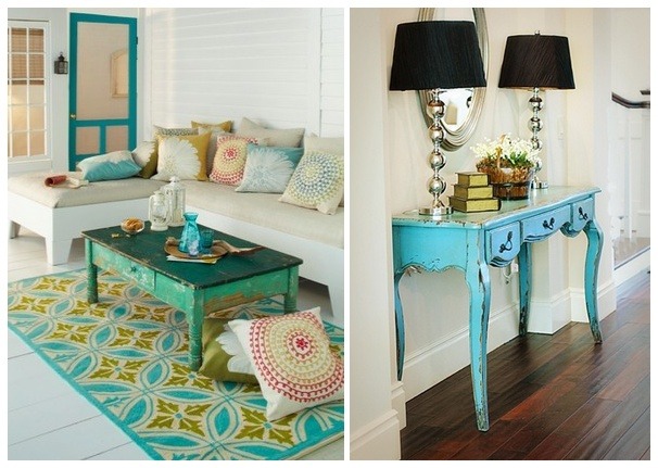 Shabby Chic Furniture blue green tables