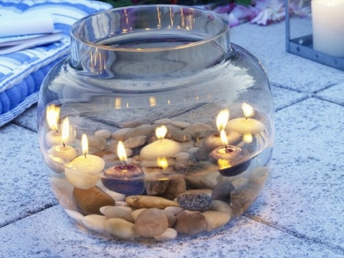 Tea candles lantern water Garden Lighting