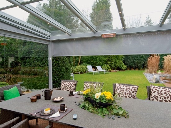 Terrace glass roof winter garden outdoor furniture
