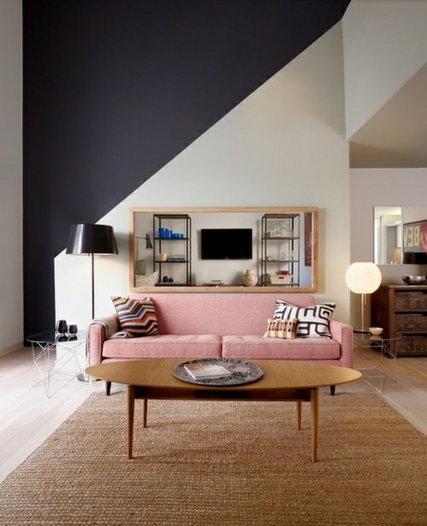 Wall color design living room black white