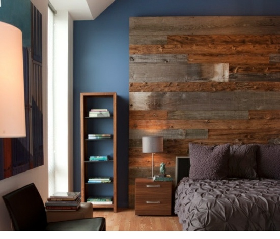 Wooden pallets wall rustic bedroom shelves