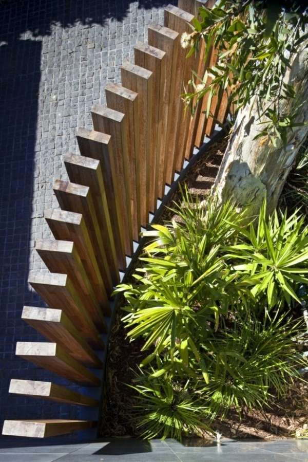 Wooden privacy fence modern chic design idea