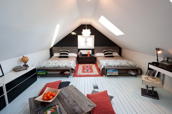 attic twin beds
