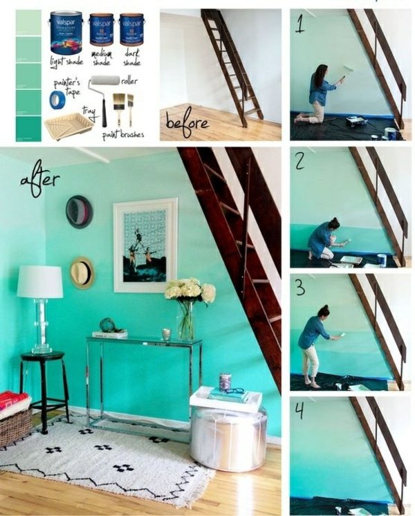 blue wall color floor design