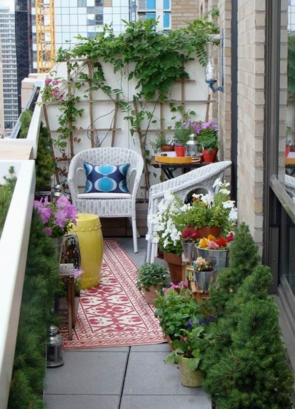 balcony design ideas apartment flowerpots 