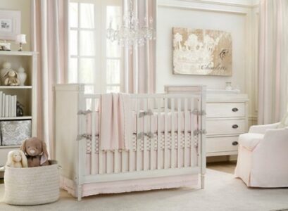 beautiful-nursery-room-design-white-rose-wooden-crib