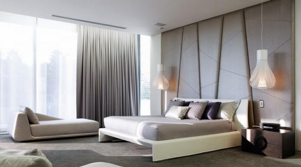 bedroom design modern pastel colored cushion headboard